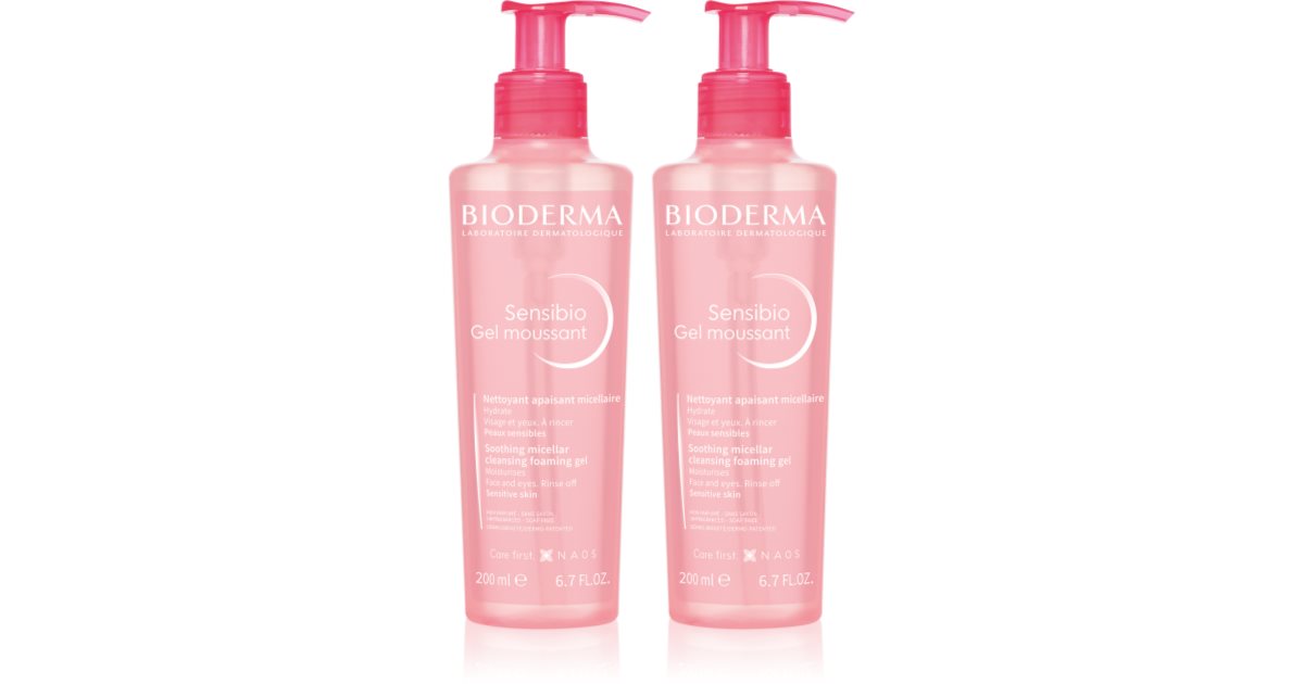 Bioderma Sensibio Gel 1+1 práctico envase para una Limpieza perfecta de la piel 2× 200 ml