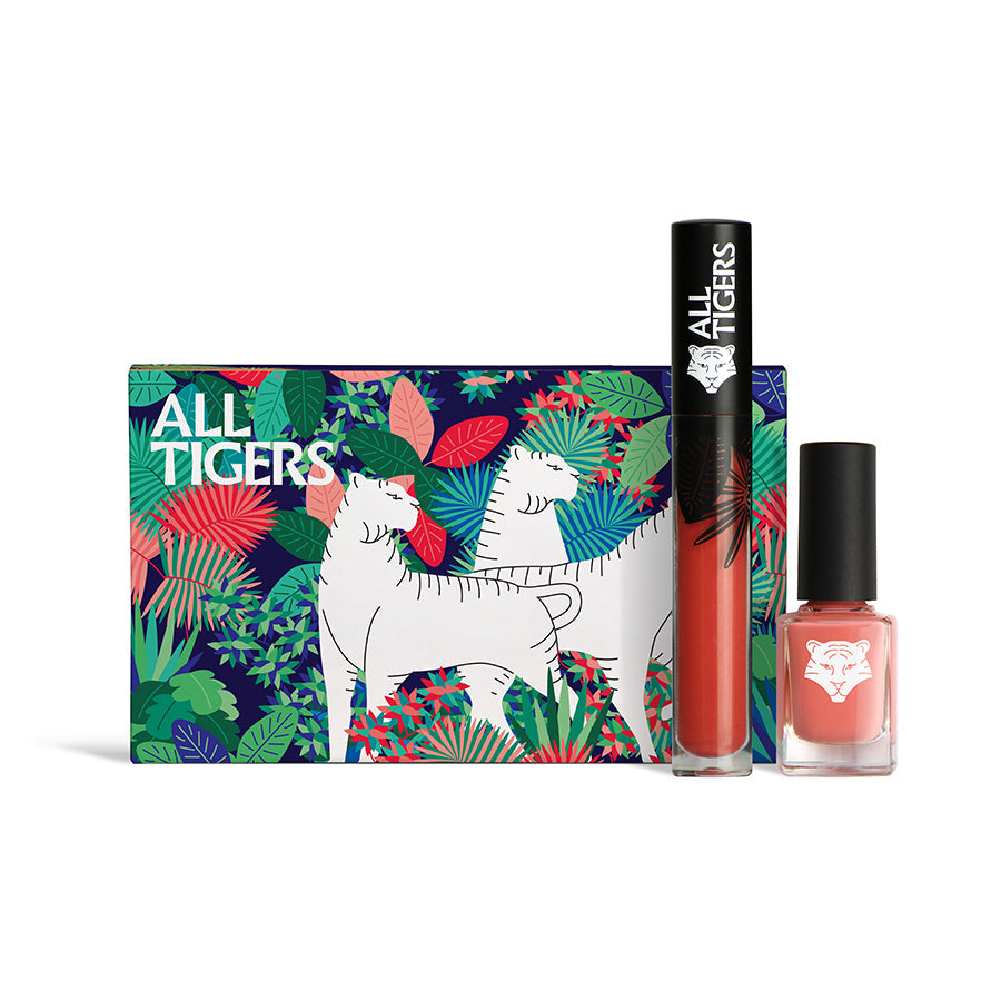 Set All Tigers: natural and vegan liquid lipstick 683 Make Your Mark 8 ml + natural and vegan nail polish 196 Take Your Chance 11 ml