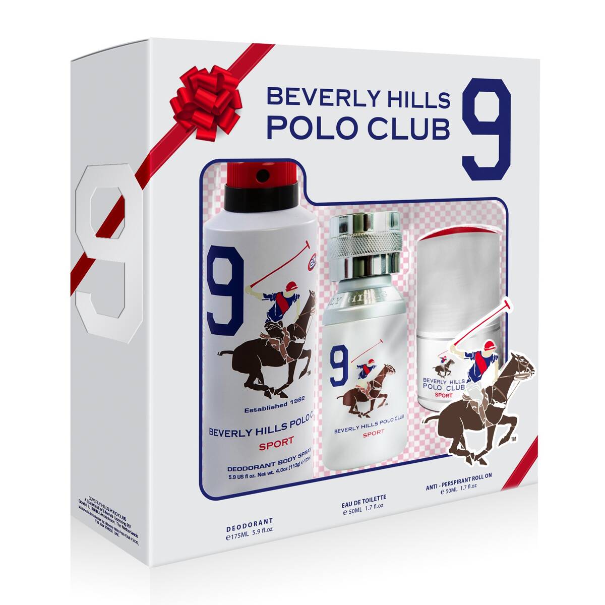 Set Beverly Hills Polo Club: 1982 - Sport 9 Apa de toaleta pentru barbati 50 ml + 1982 - Sport 9 deodorant antiperspirant spray 175 ml + 1982 - Sport