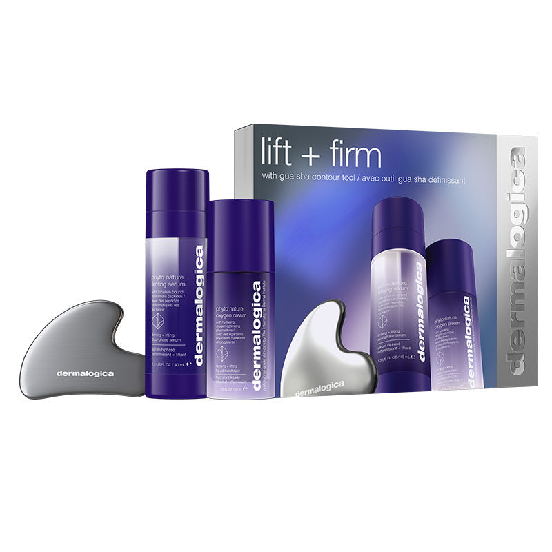 Løft + fast sæt Dermalogica: Opstrammende ansigtsserum Phyto Nature 40 ml + Opstrammende ansigtscreme Phyto Nature Ilt 50 ml + Ansigtsmassagesten Gua