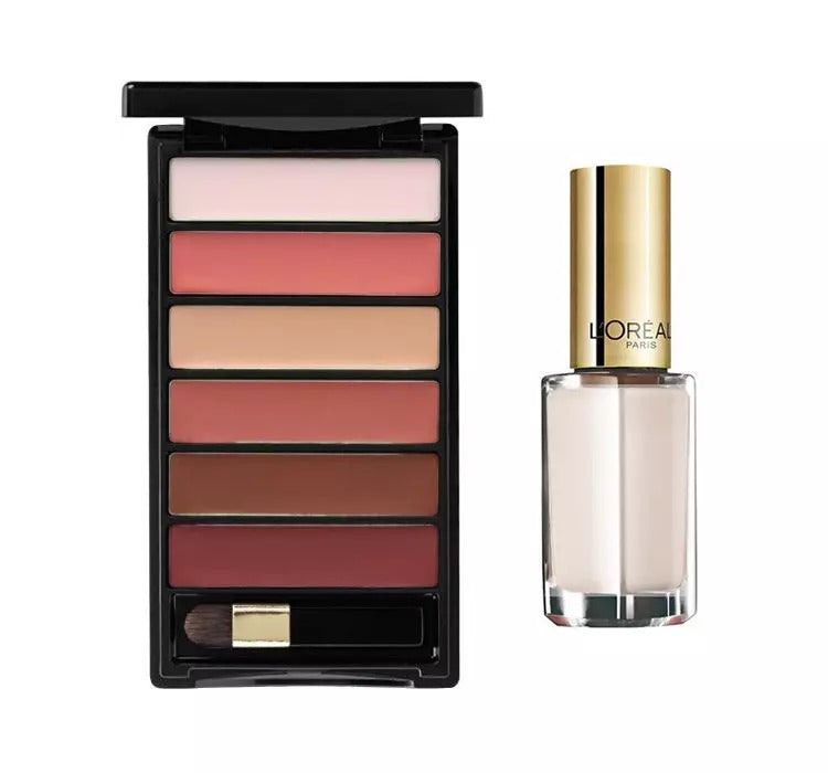 L'Oreal Paris Set: Color Riche La Palette Matte Lip Palette Nude 6 g + Color Riche Nail Polish 961 Silky Fawn 5 ml