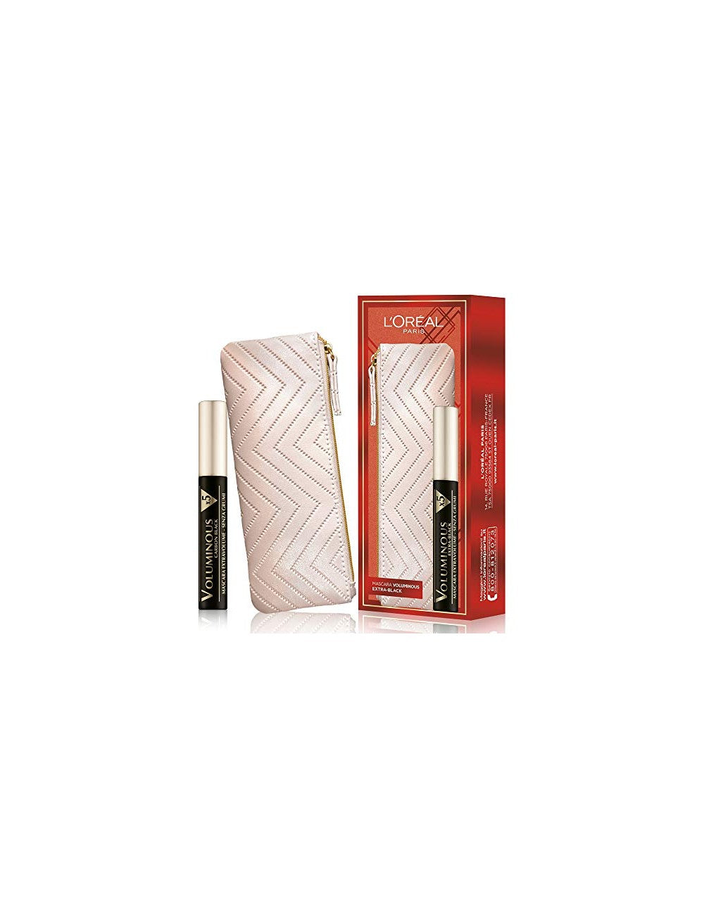 L'Oreal Paris Set: Cream Textile Case + Volumous Mascara X5 Volumizing Extra Black 7,5 ml