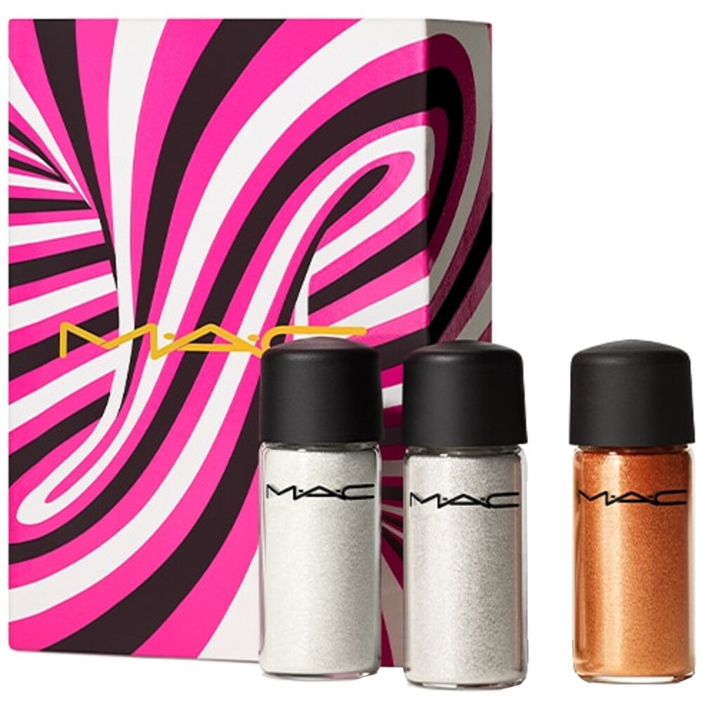 MAC Sprinkle Of Magic Set: Guldfärgad mjuk glitterögonskugga 2,5 g + Röd mjuk glitterögonskugga 2,5 g + Bronsfärgad mjuk glitterögonskugga 2,5 g