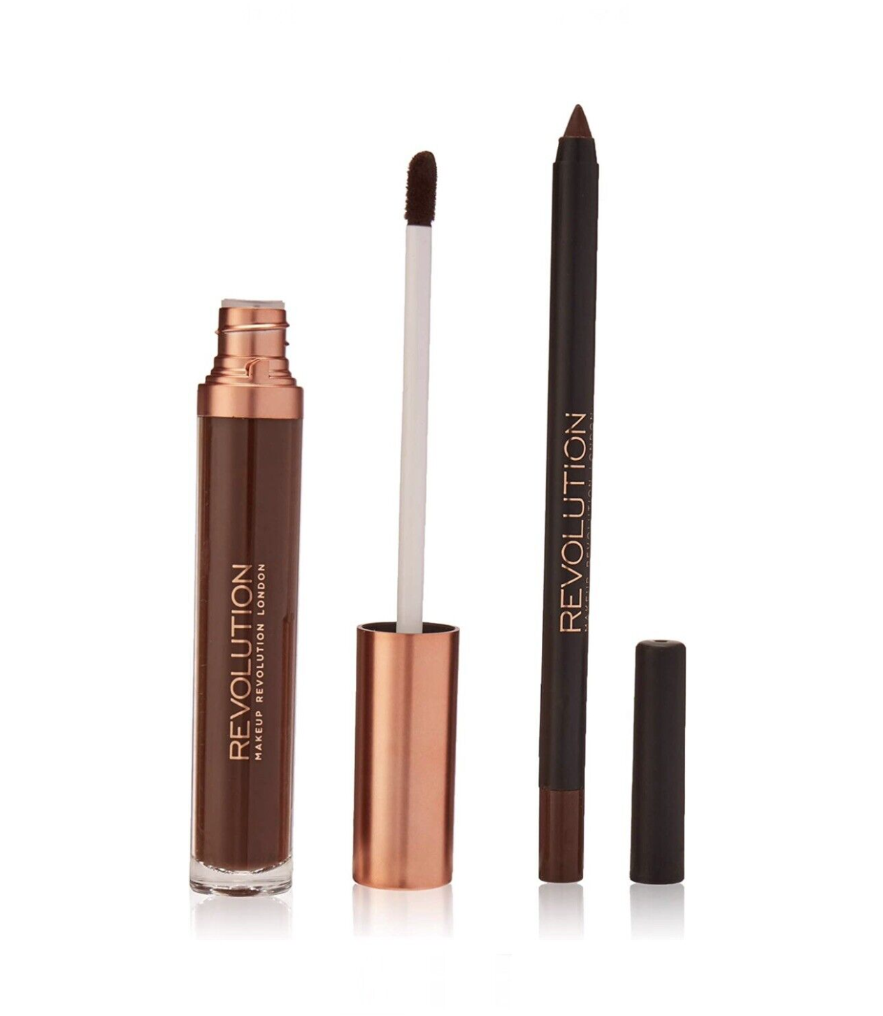 Sæt Makeup Revolution: Mat Liquid Lipstick Retro Luxe Glory 55 ml + Retro læbeblyant Luxe Herlighed 1g