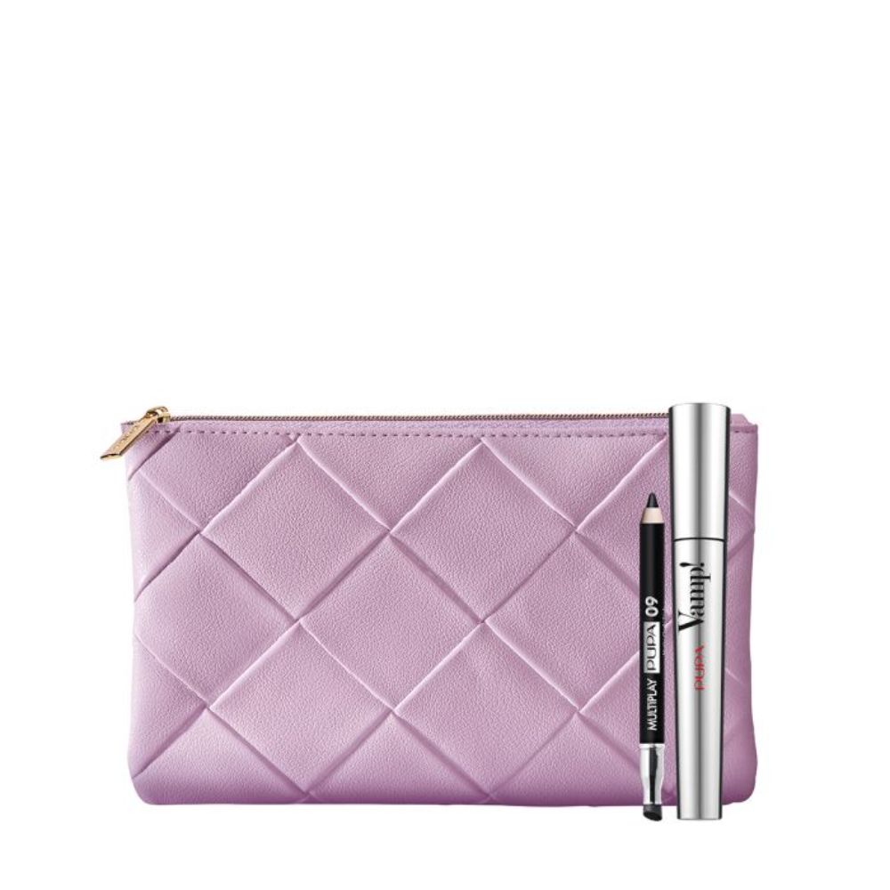 Satz pupa: Multiplay, Double End, Lidschatten und Eyeliner Kajal 2-In-1, 09, Deep Black, 1,2 g + Vamp!, Parabenfrei, Extra Volumen, Mascara, 100, Schw