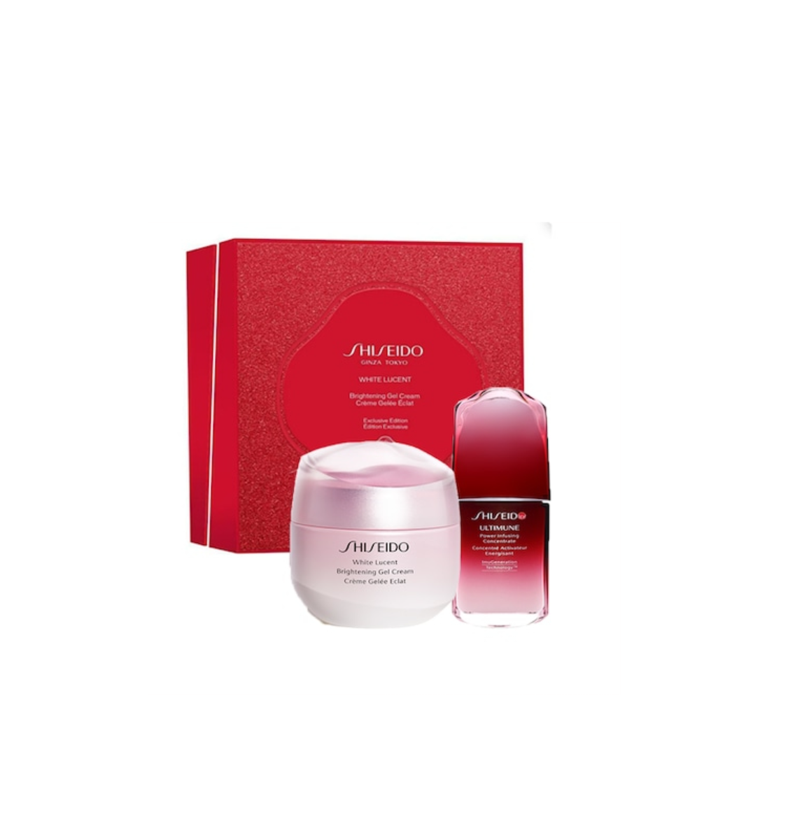 Hvit Lucent sett Shiseido: White Lucent Illuminating Day Cream For The Face 15 ml + White Lucent Illuminating Serum For The Face 10 ml