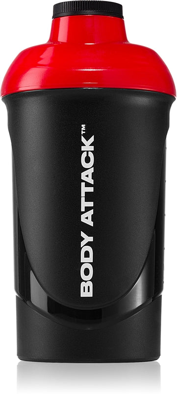 Body Attack BPA-freier Sportshaker, schwarz und rot, 600 ml
