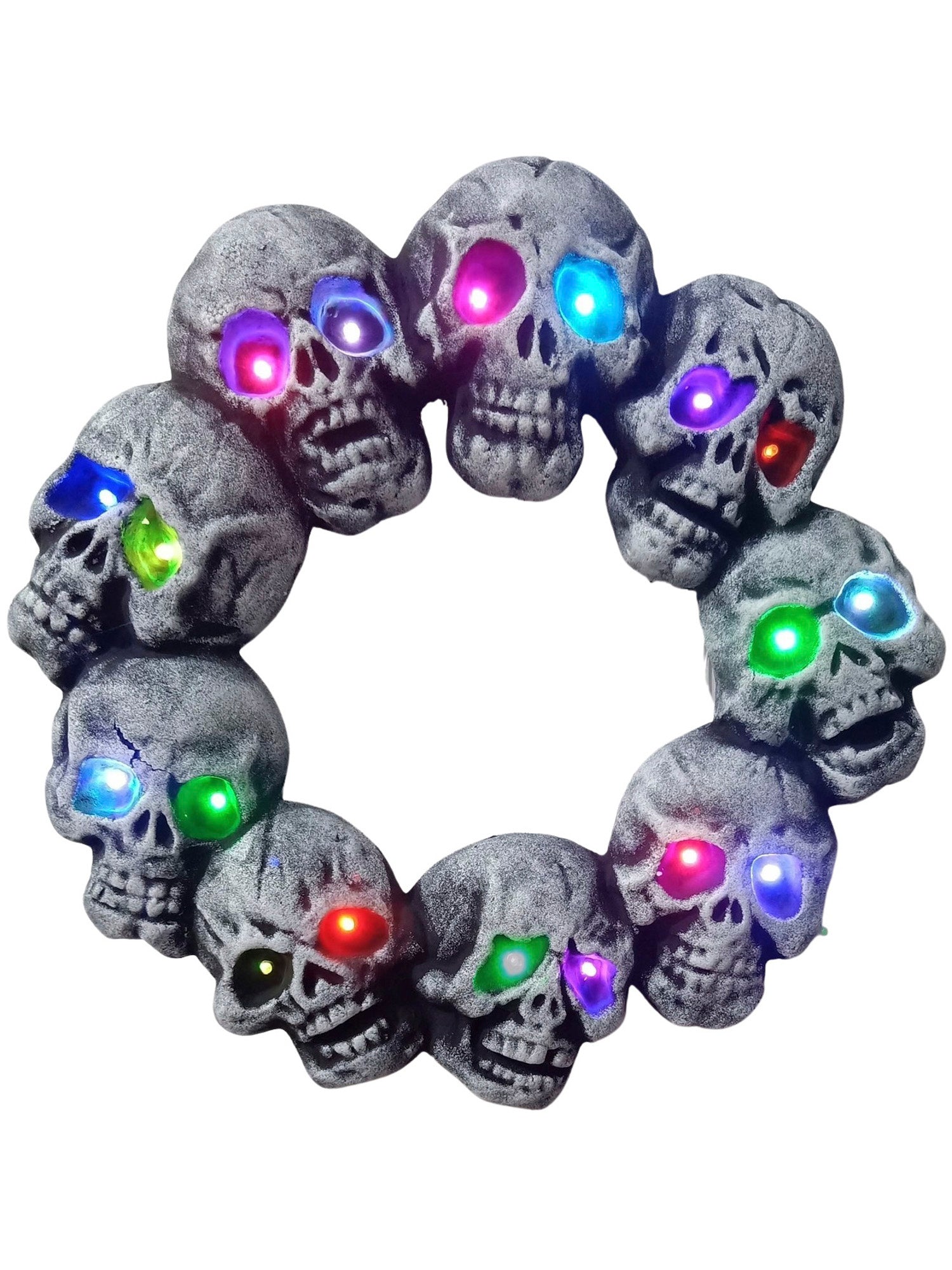 17.5 Inch Light Up Skulls Wreath Window Wall Decor