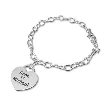 Personalised Heart Charm Bracelet in Sterling Silver