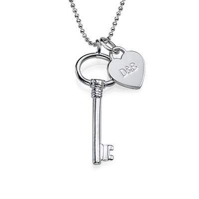 Engraved Charm Key Necklace