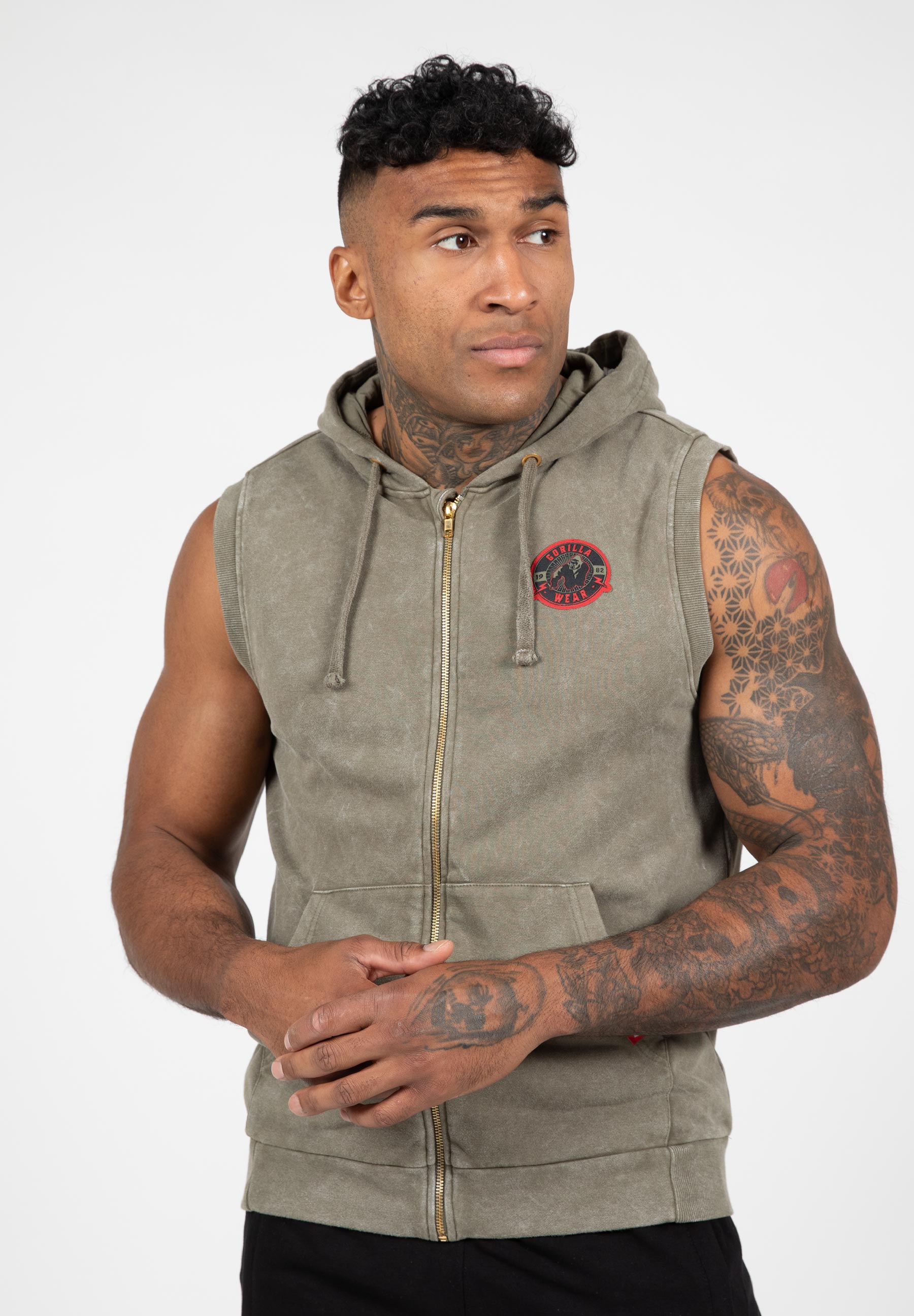 Silverdale Sleeveless Hoodie - Army Green - 2XL