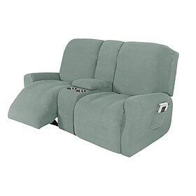 Stretch Reclining Love Seat with Middle Console Slipcover Recliner Loveseat Sofa Cover with Side Pocket(3 Armrest Cover,3 Backrest,2 Seat Cover)