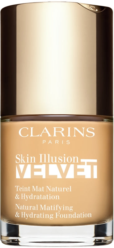 Clarins Skin Illusion Velvet Liquid foundation with a matte finish and a nourishing effect, colour 101W 30 ml