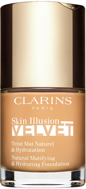 Clarins Skin Illusion Velvet Liquid foundation with a matte finish and a nourishing effect, colour 112.5W 30 ml