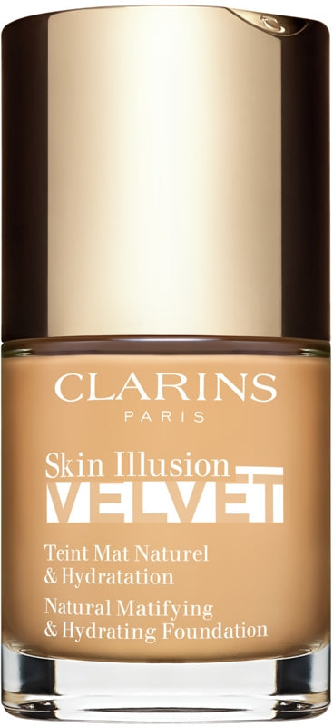 Clarins Skin Illusion Velvet Liquid foundation with a matte finish and a nourishing effect, colour 105.5W 30 ml