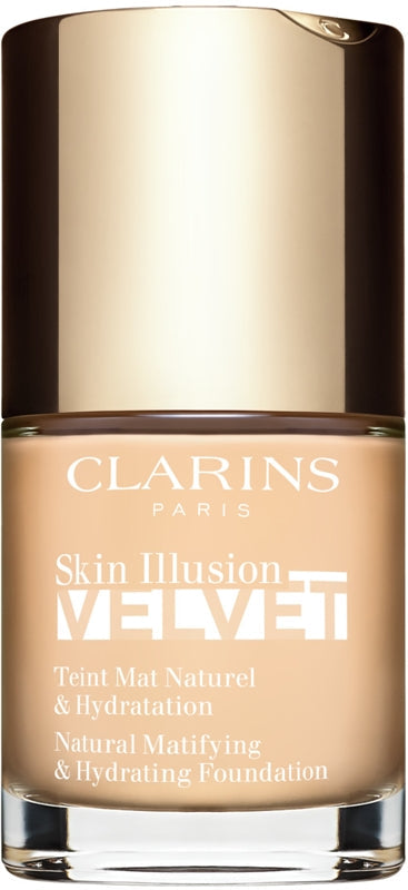 Clarins Skin Illusion Velvet Liquid foundation with a matte finish and a nourishing effect, colour 100.3N 30 ml