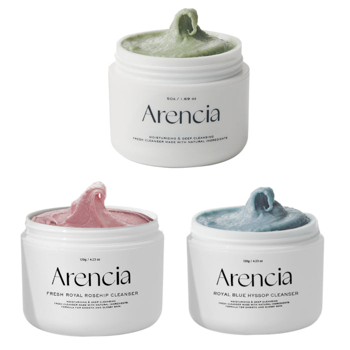 Arencia - Fresh Green & Royal Roseship & Royal Blue Rice Mochi Cleanser - 120g (3ea) Set
