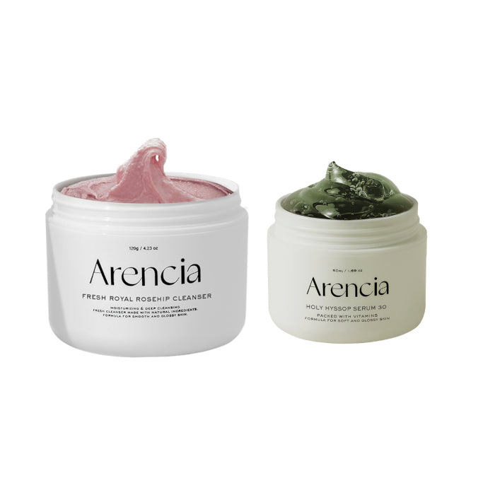 Arencia - Fresh Royal Rosehip Rice Mochi Cleanser - 120g & Holy Hyssop Serum 30 - 50ml Set
