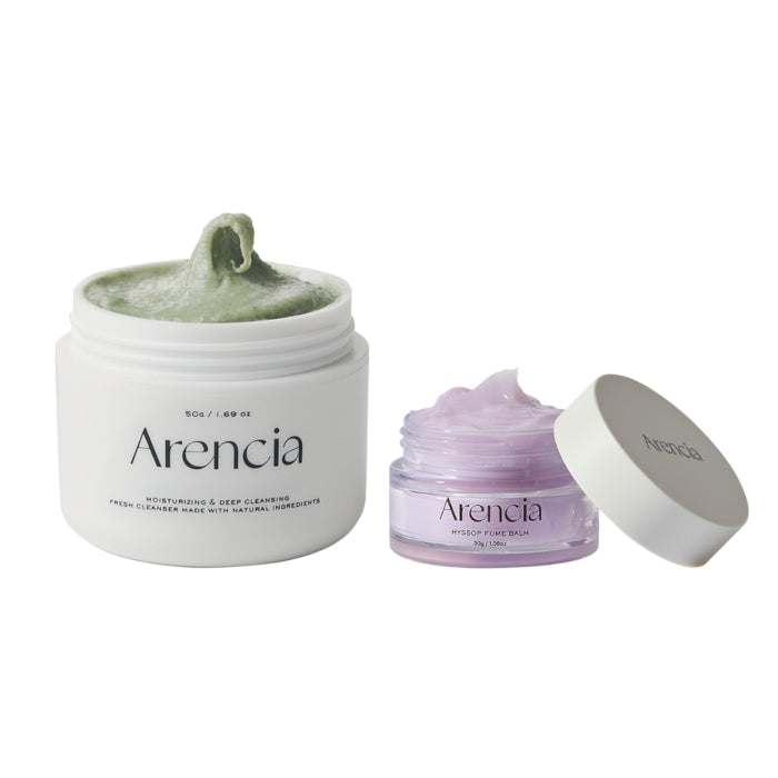 Arencia - Fresh Green Rice Mochi Cleanser - 120g & Hyssop Fume Balm - 30g Set