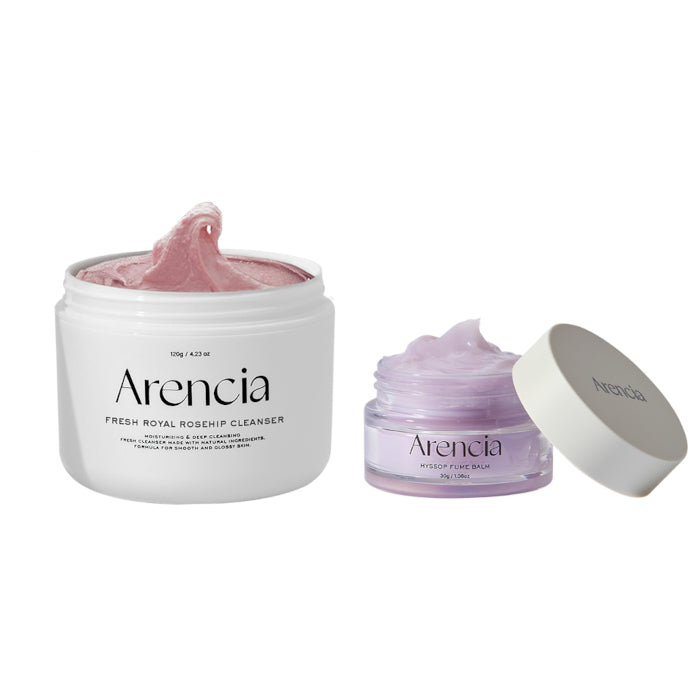 Arencia - Fresh Royal Rosehip Rice Mochi Cleanser - 120g & Hyssop Fume Balm - 30g Set