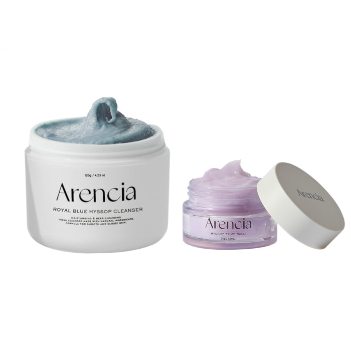 Arencia - Fresh Royal Blue Rice Mochi Cleanser - 120g & Hyssop Fume Balm - 30g Set