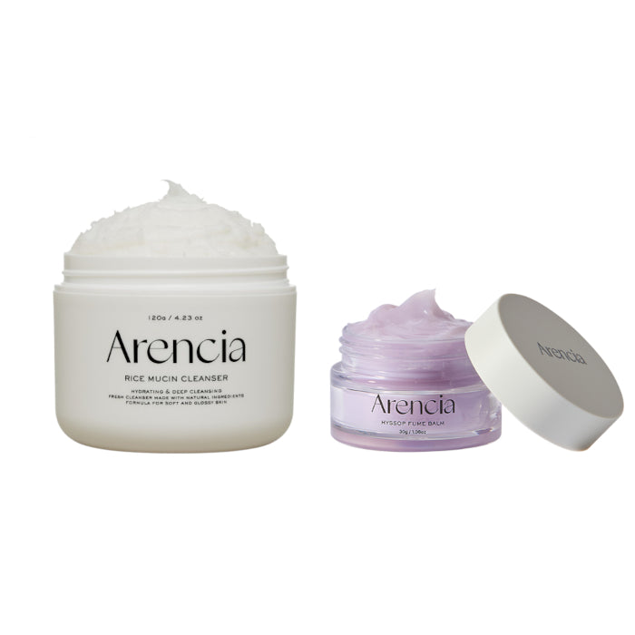 Arencia - Fresh Rice Mucin Mochi Cleanser - 120g & Hyssop Fume Balm - 30g Set