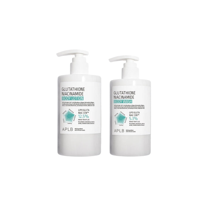 APLB - Glutathione Niacinamide Body Wash - 300ml (1ea) + Glutathione Niacinamide Body Lotion - 300ml (1ea) Set