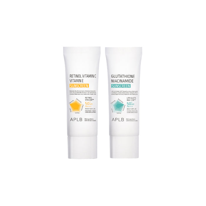 APLB - Glutathione Niacinamide & Retinol Vitamin C Vitamin E Sunscreen SPF50+ PA++++ - (40ml *2pcs) Set