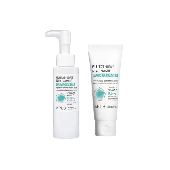 APLB - Glutathione Niacinamide Facial Cleanser - 80ml & Cleansing Oil - 105ml Set