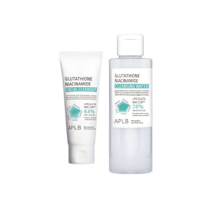 APLB - Glutathione Niacinamide Facial Cleanser - 80ml & Cleansing Water - 160ml Set
