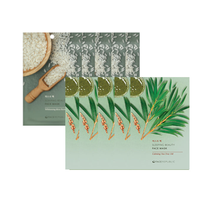 face republic - Sleeping Beauty Face Mask - 23ml - Whitening Rice Formula (5ea) + Sleeping Beauty Face Mask - 23ml -...
