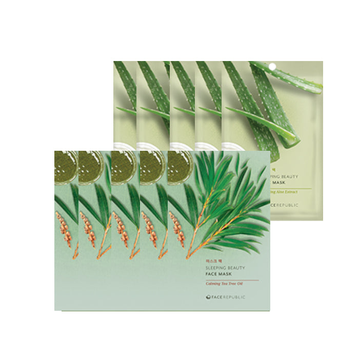 face republic - Sleeping Beauty Face Mask - 23ml - Soothing Aloe Extract (5ea) + Sleeping Beauty Face Mask - 23ml - CalmingTea