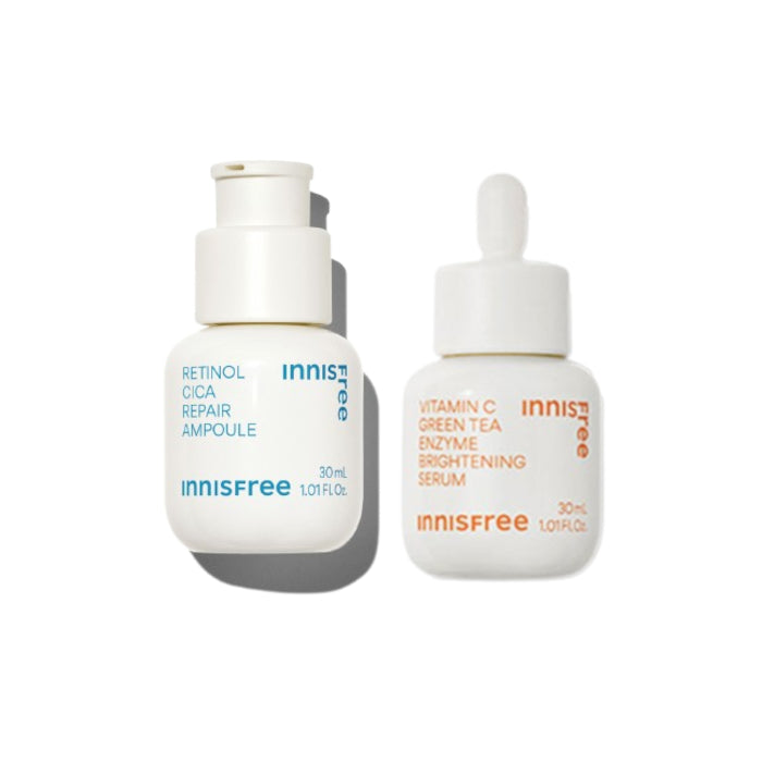 innisfree - Vitamin C Green Tea Enzyme Brightening Serum - 30ml (1ea) X Retinol Cica Repair Ampoule - 30ml (1ea)