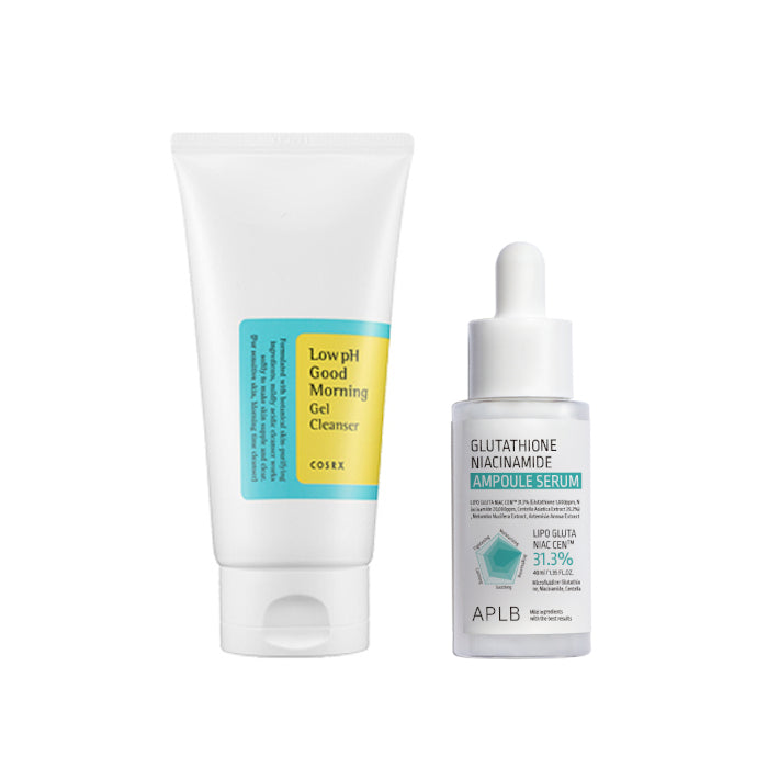 COSRX - Low pH Good Morning Gel Cleanser - 150ml + APLB - Glutathione Niacinamide Ampoule Serum - 40ml Set