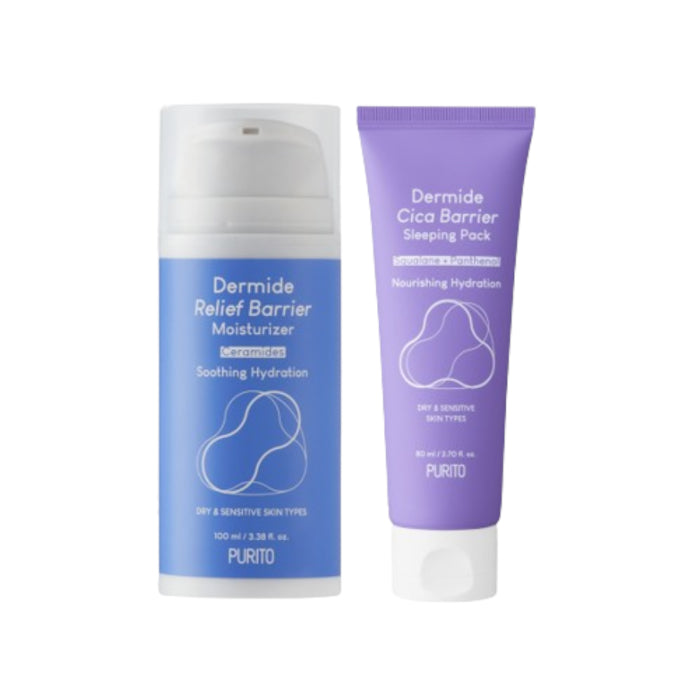 Purito SEOUL - Dermide Relief Barrier Moisturizer - 100ml + Dermide Cica Barrier Sleeping Pack - 80ml Set