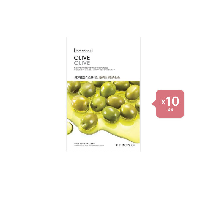 THE FACE SHOP - Real Nature Face Mask - Olive - 1pc (10ea) Set