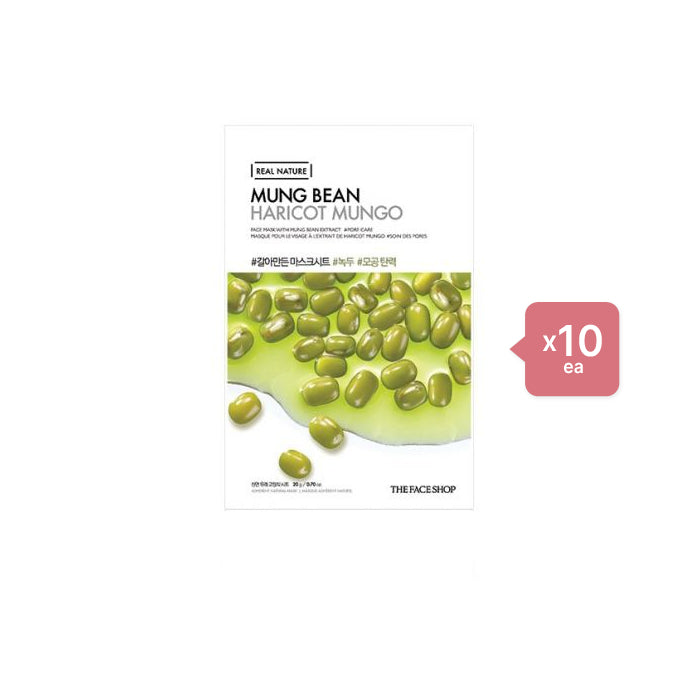 THE FACE SHOP - Real Nature Face Mask - Mung Bean - 1pc (10ea) Set