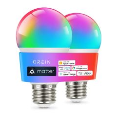 AiDot OREiN A19 Matter Smart  Reliable WiFi Light Bulbs -2 Pack