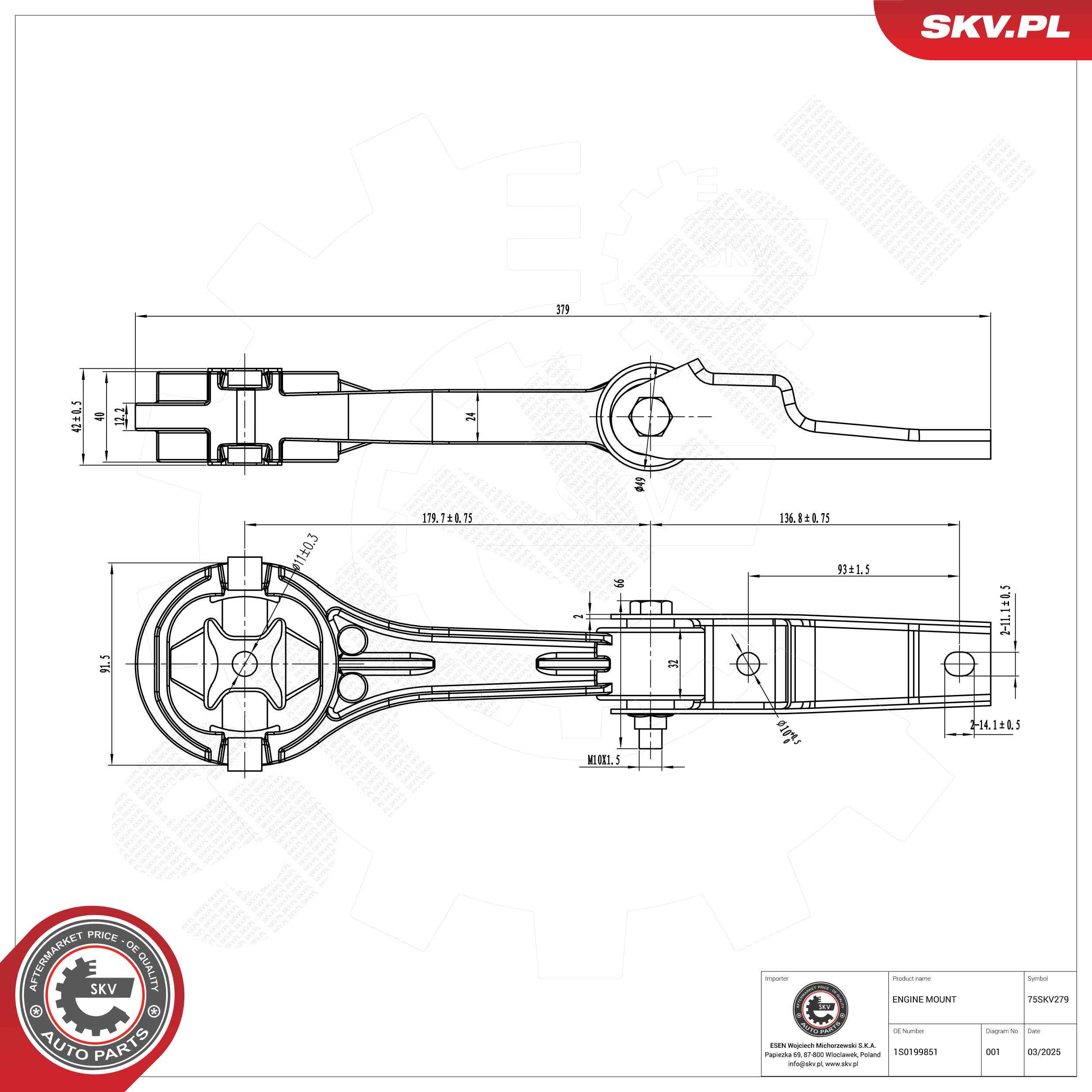 Mounting, engine ESEN SKV 75SKV279