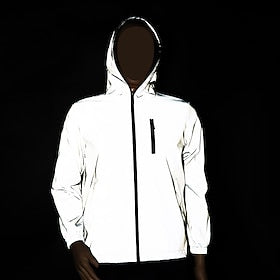 Men's Reflective Coat Hooded Windbreaker Cycling Jacket Windbreaker High Visibility Windproof Breathable Quick Dry Bike Jacket Top Mountain Bike MTB Road Bike