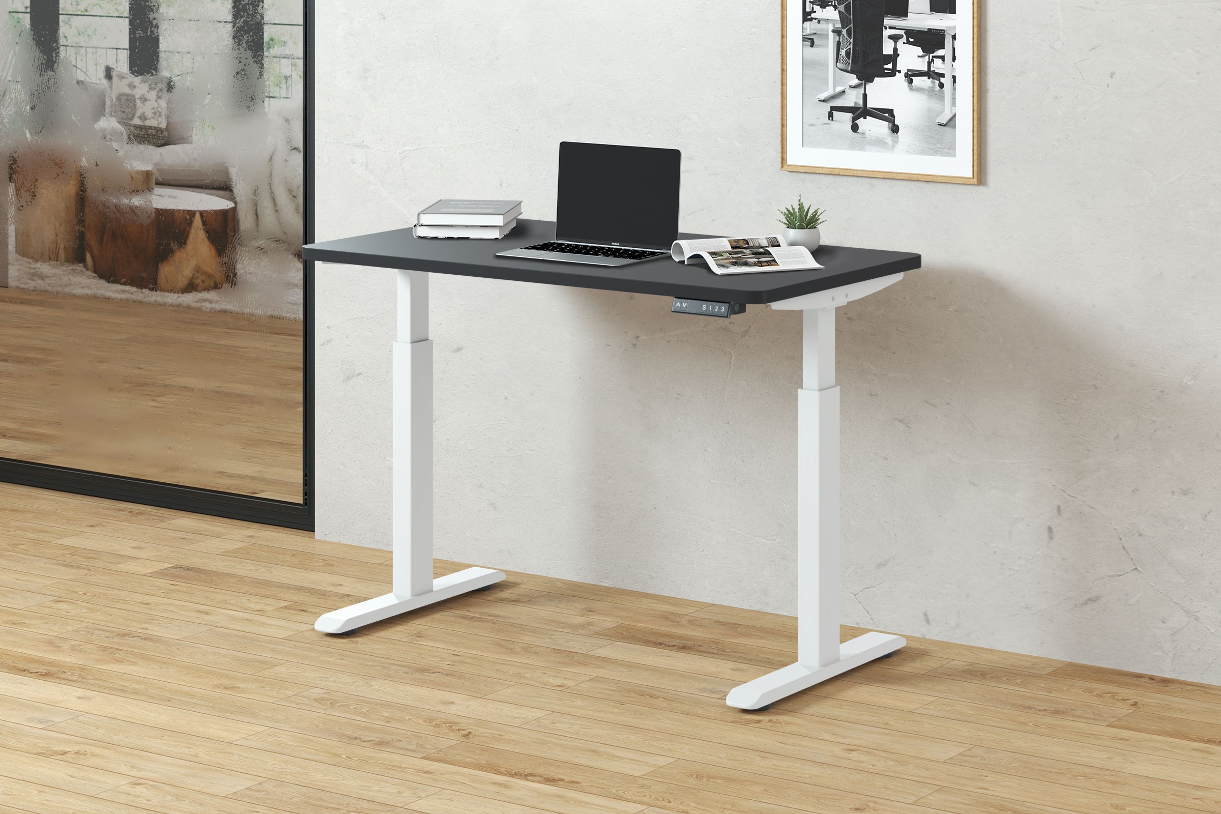 AOKE Wistopht SmartDesk Core: Anti-collision & USB Ports White - 47" x 28" Compact - Black
