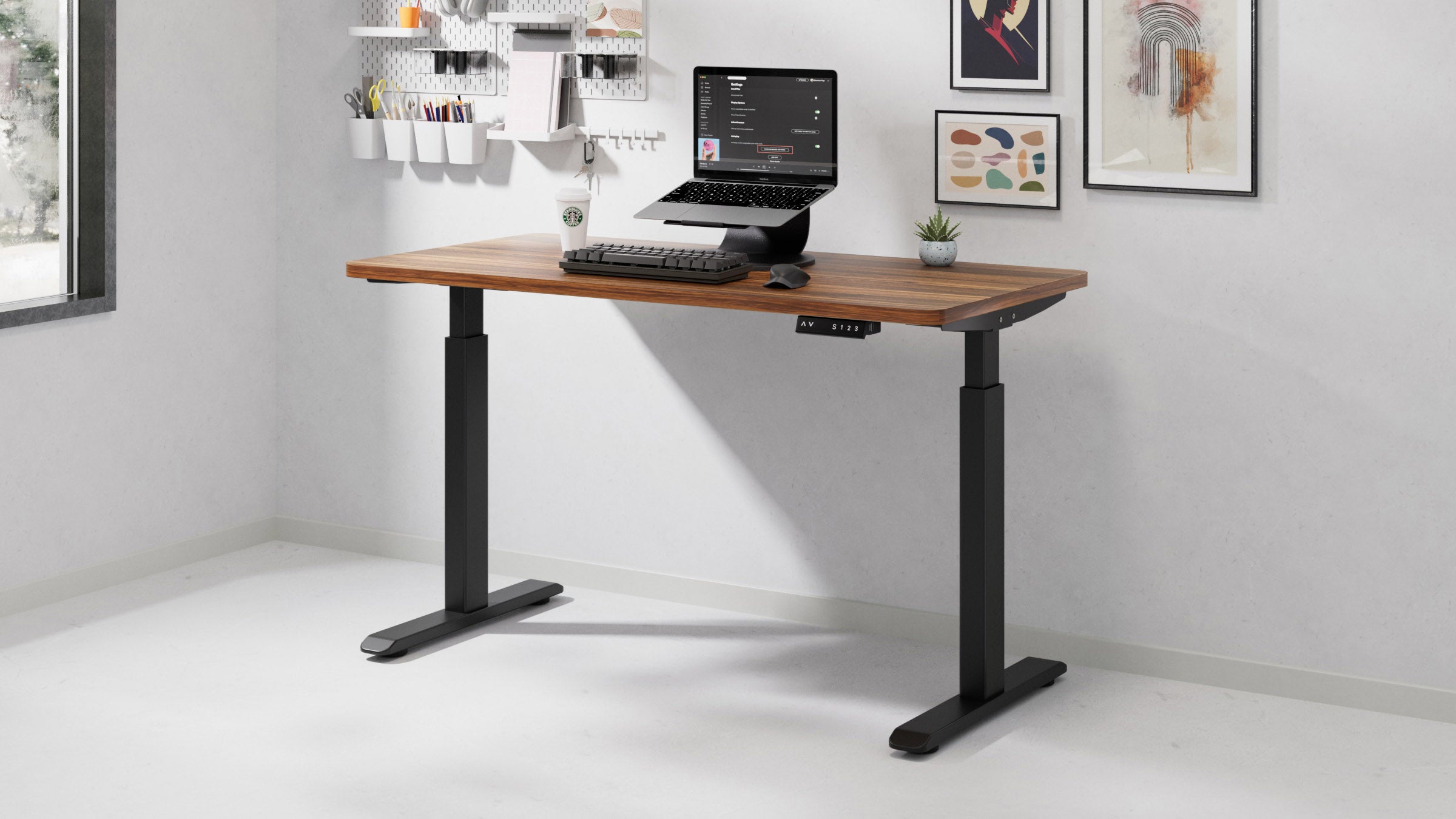 AOKE Wistopht SmartDesk Core: Anti-collision & USB Ports Black - 55" x 28" Classic - Walnut