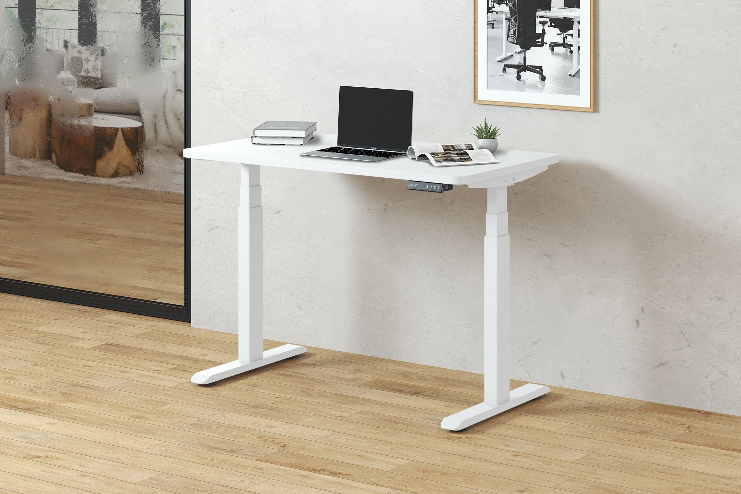 AOKE Wistopht SmartDesk Advanced: Anti-collision & USB Ports White - 47" x 28" Compact - White