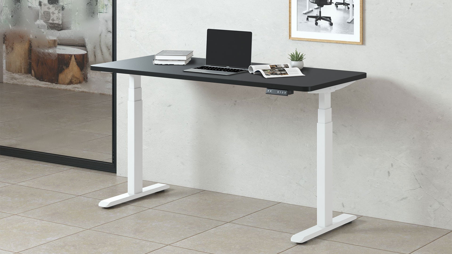 AOKE Wistopht SmartDesk Advanced: Anti-collision & USB Ports White - 55" x 28" Classic - Black