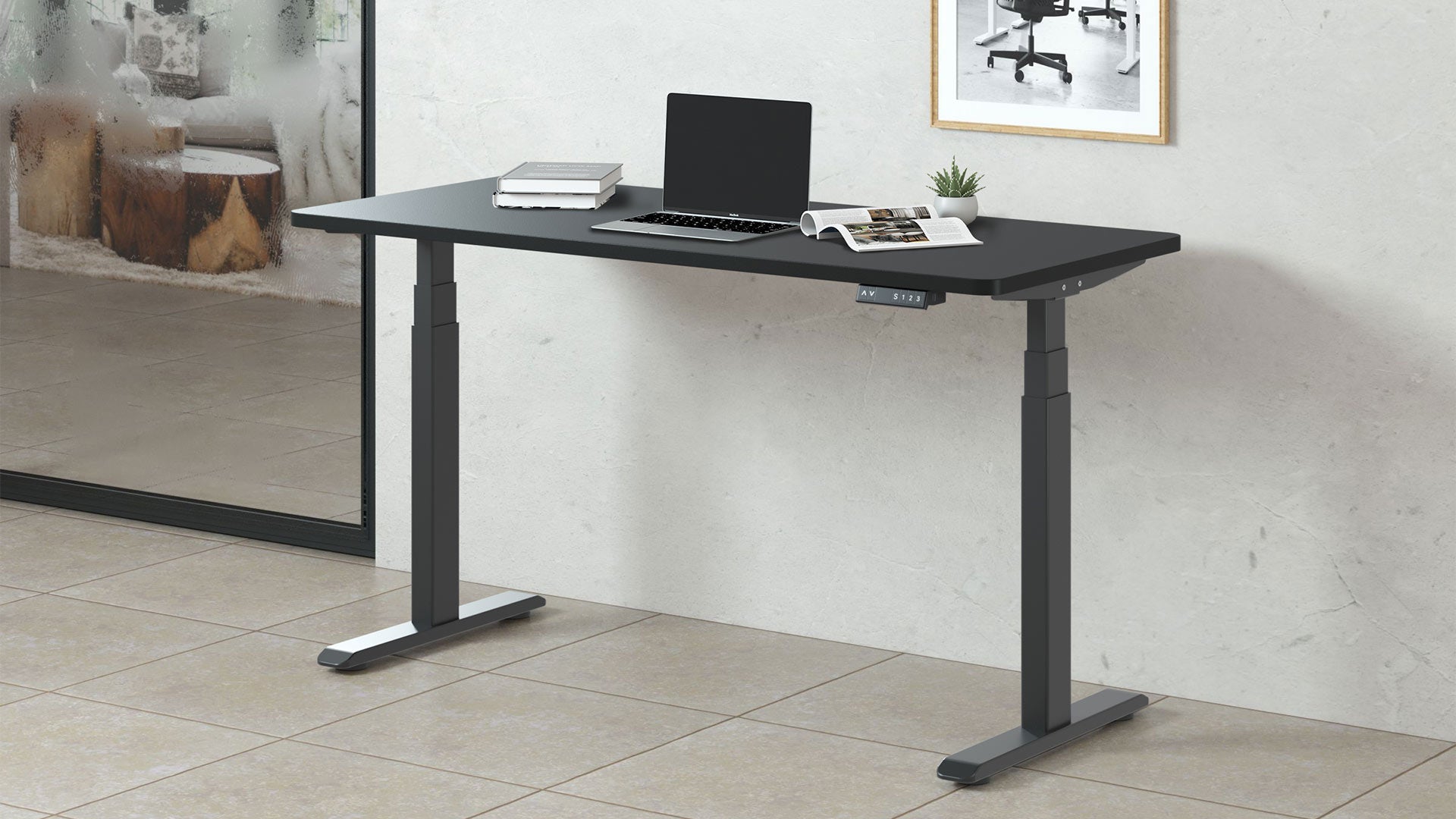 AOKE Wistopht SmartDesk Advanced: Anti-collision & USB Ports Black - 55" x 28" Classic - Black