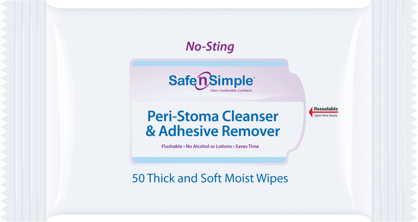 Safe N Simple Peri-Stoma Cleanser and Adhesive Remover Wipe Alcohol Free, 50-Package