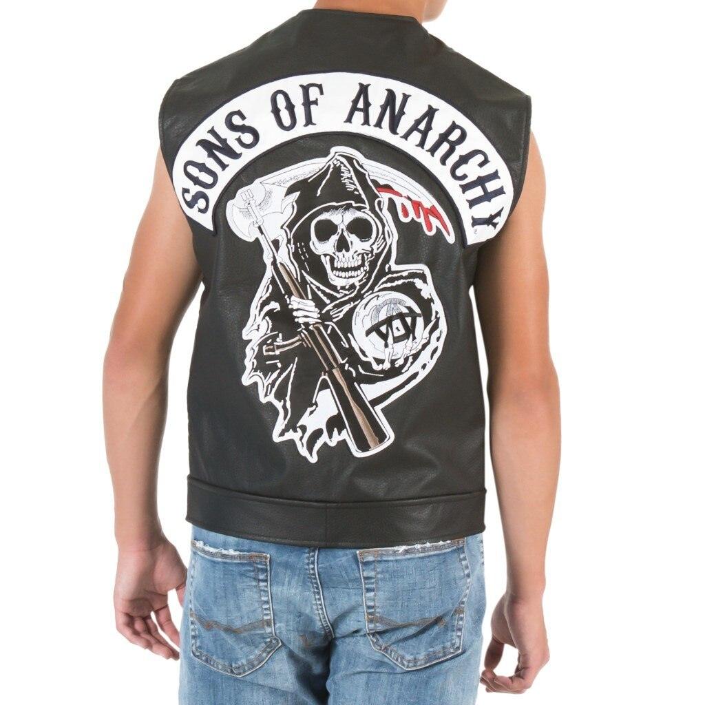 SOA Black Leather Highway Biker Vest - S