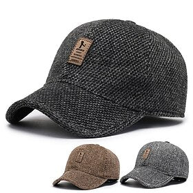Voor heren Baseballpet Wintermutsen Zwart Koffie Textiel Binnenwerk Reizen Buiten Vakantie Effen Warmte-isolerend Verstelbaar Winddicht Modieus