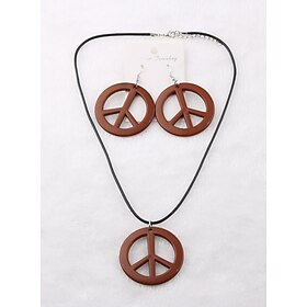 Années 60 Hippie Années 70 Disque Collier Bal Masqué Collier Boucles d'Oreille Morceau et amour Homme Femme Mascarade Fête - Soirée Boucles d'Oreilles