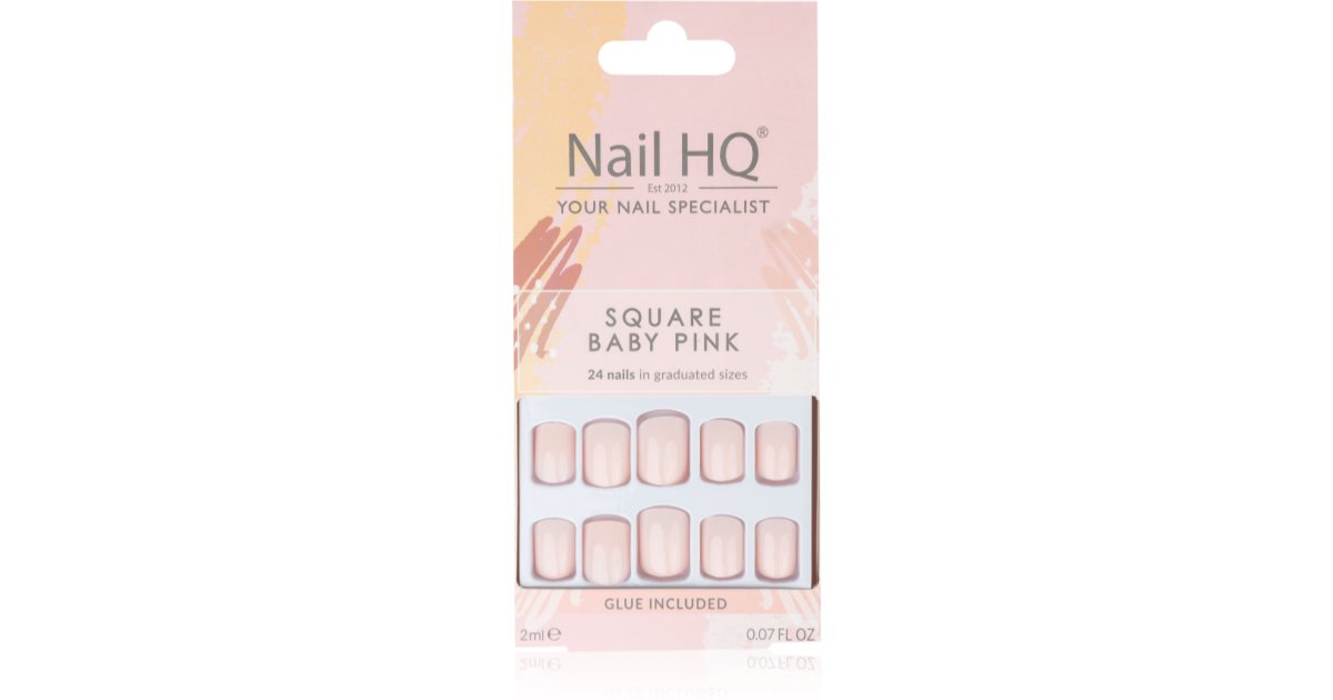 Nail HQ Firkantede kunstige negle babyfarve Pink 24 stykker